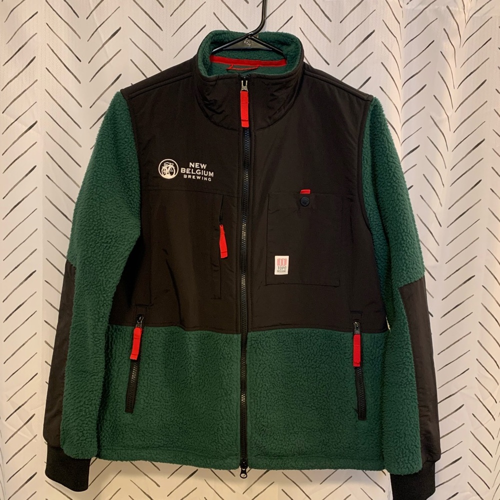 Topo Designs Black and Green Utility Jacket with High Collar and Zipper Details